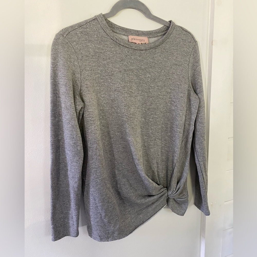 Philosophy Knotted Grey Sweater